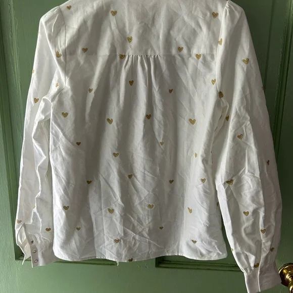 NWT NEW Sezane Chlo Blouse with Gold Heart Embroidery 34 - Picture 11 of 15